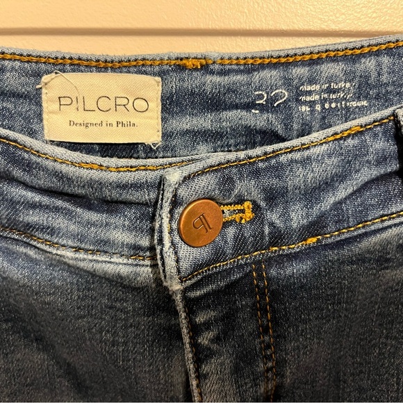 Pilcro Blue Denim Flare Cropped Jeans Women’s 32 Classic Casual Cotton Stretch - Picture 8 of 14